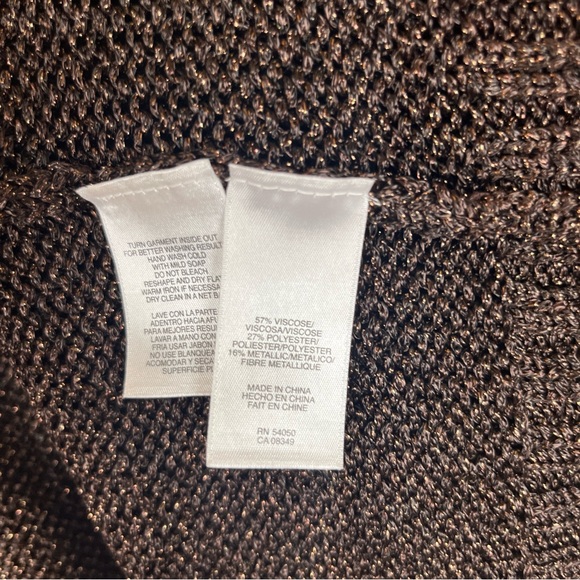 Jones New York Cardigan Womens Medium Brown Metallic Button Front Pockets- 9763* - Picture 11 of 11